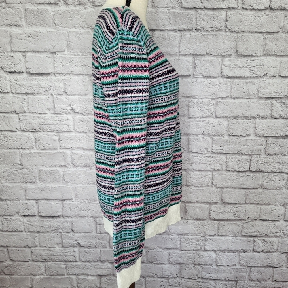 Talbots Sweater Multicolor Fair Isle Crew Neck Lambswool Blend Women's Size L - Picture 7 of 9